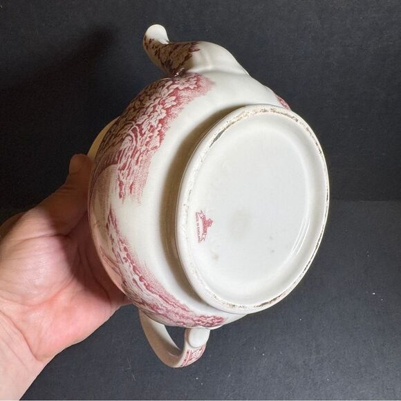 Red and Cream Windsor Ceramic Art Teapot [Item 0186] - Picture 7 of 11